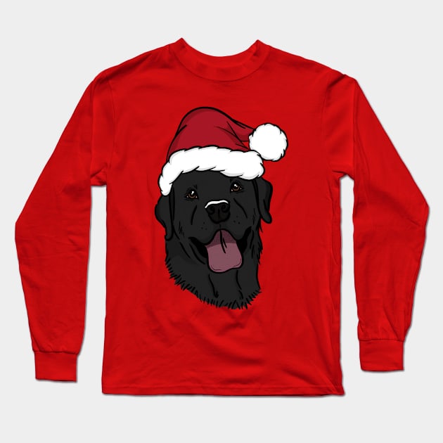 Black Lab Santa Claus Long Sleeve T-Shirt by rmcbuckeye